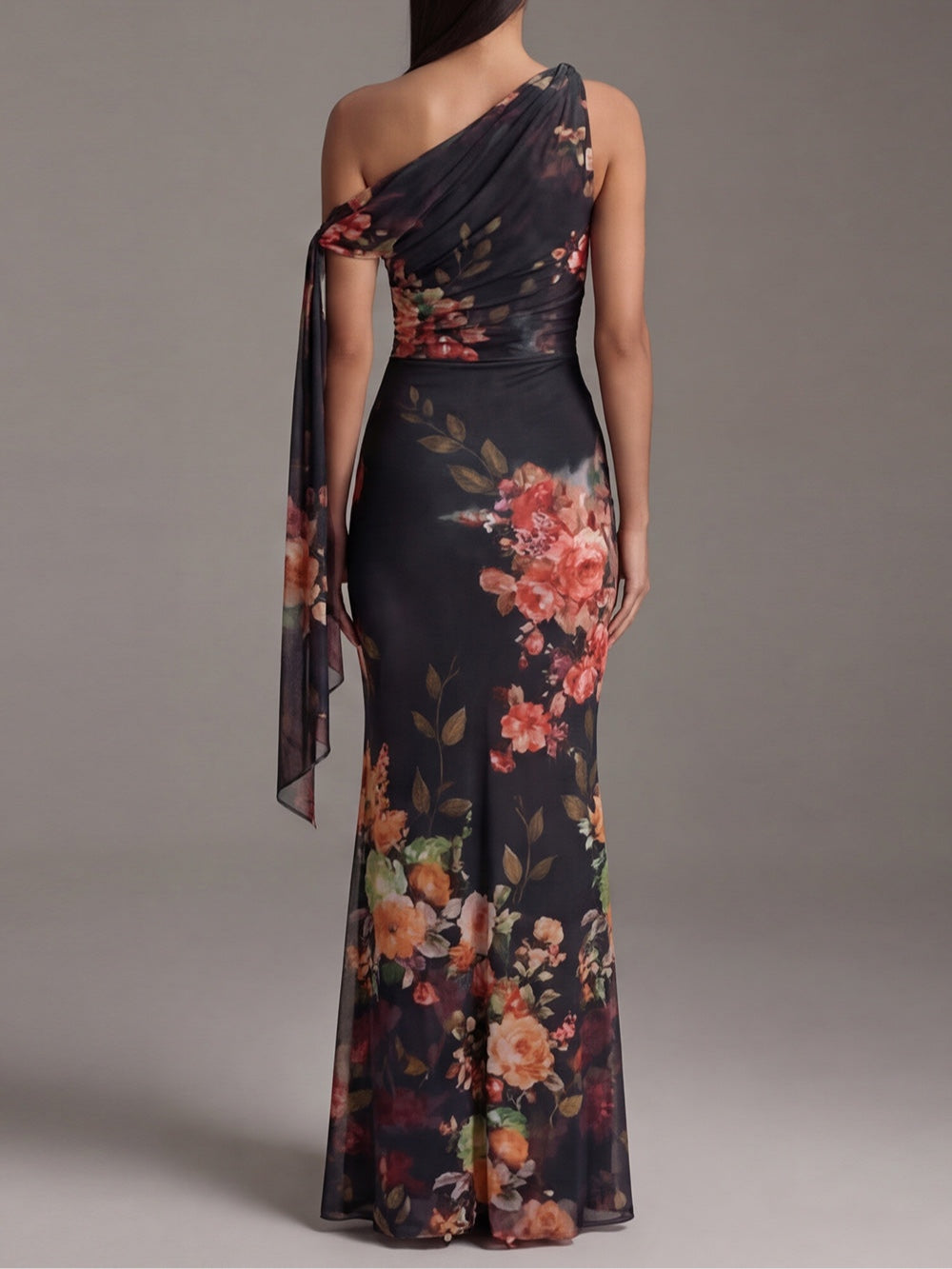 Delta | One-Shoulder Chiffon Maxi Dress