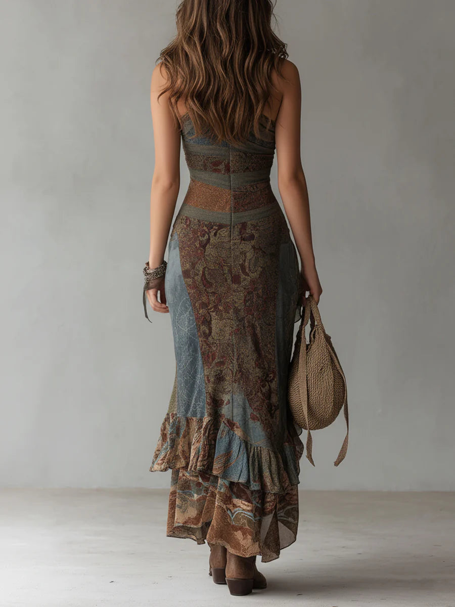 Ivy | One-Shoulder Print Maxi Dress