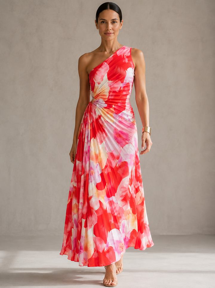 Yanira | Pleated One-Shoulder Dress