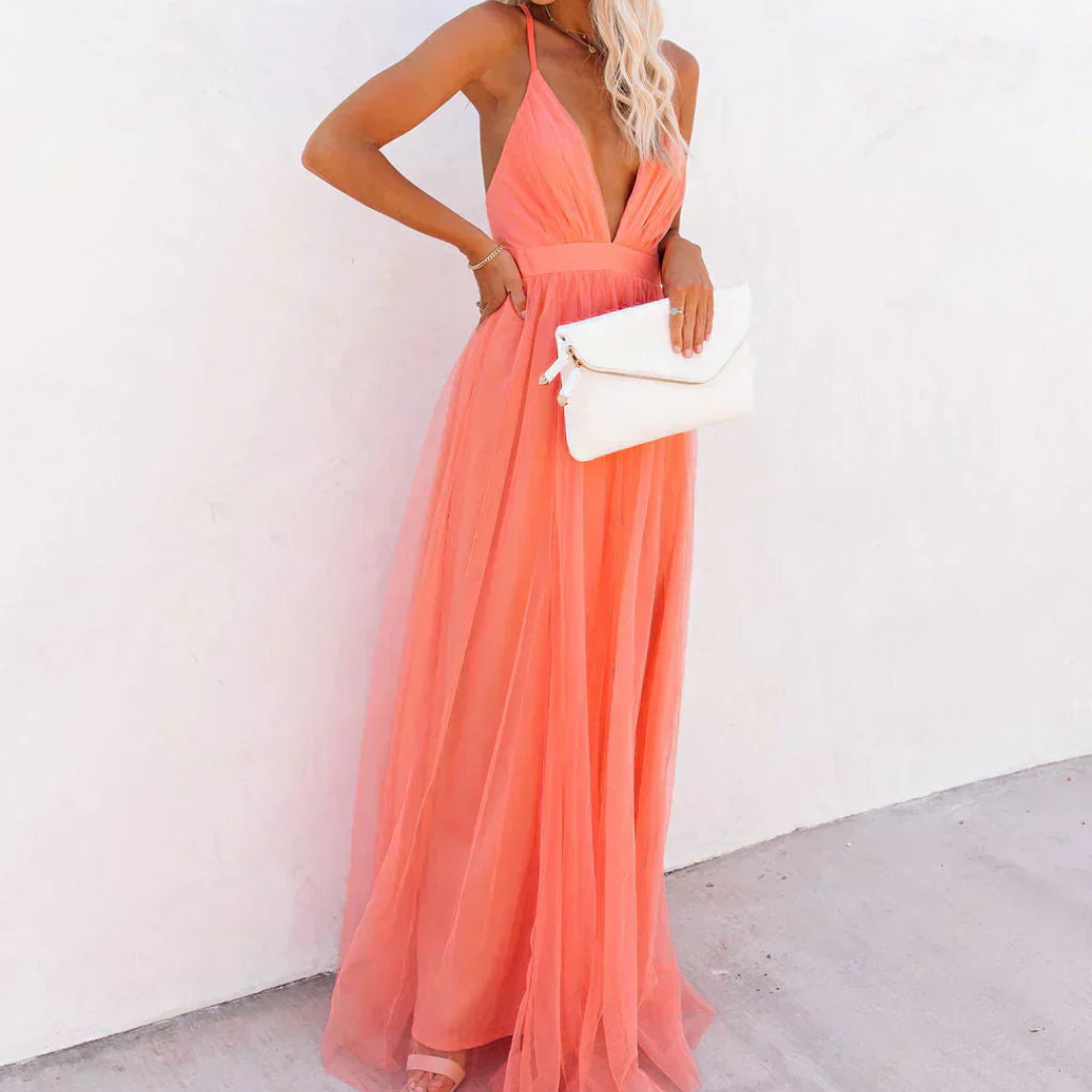 Ginevra | Coral Light Maxi Dress