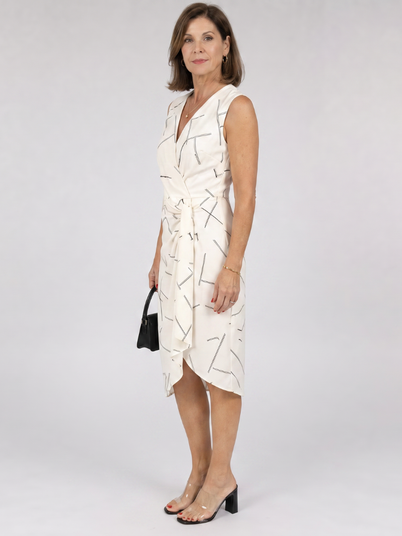 Noman | Sleeveless Printed Wrap Knee Length Dress