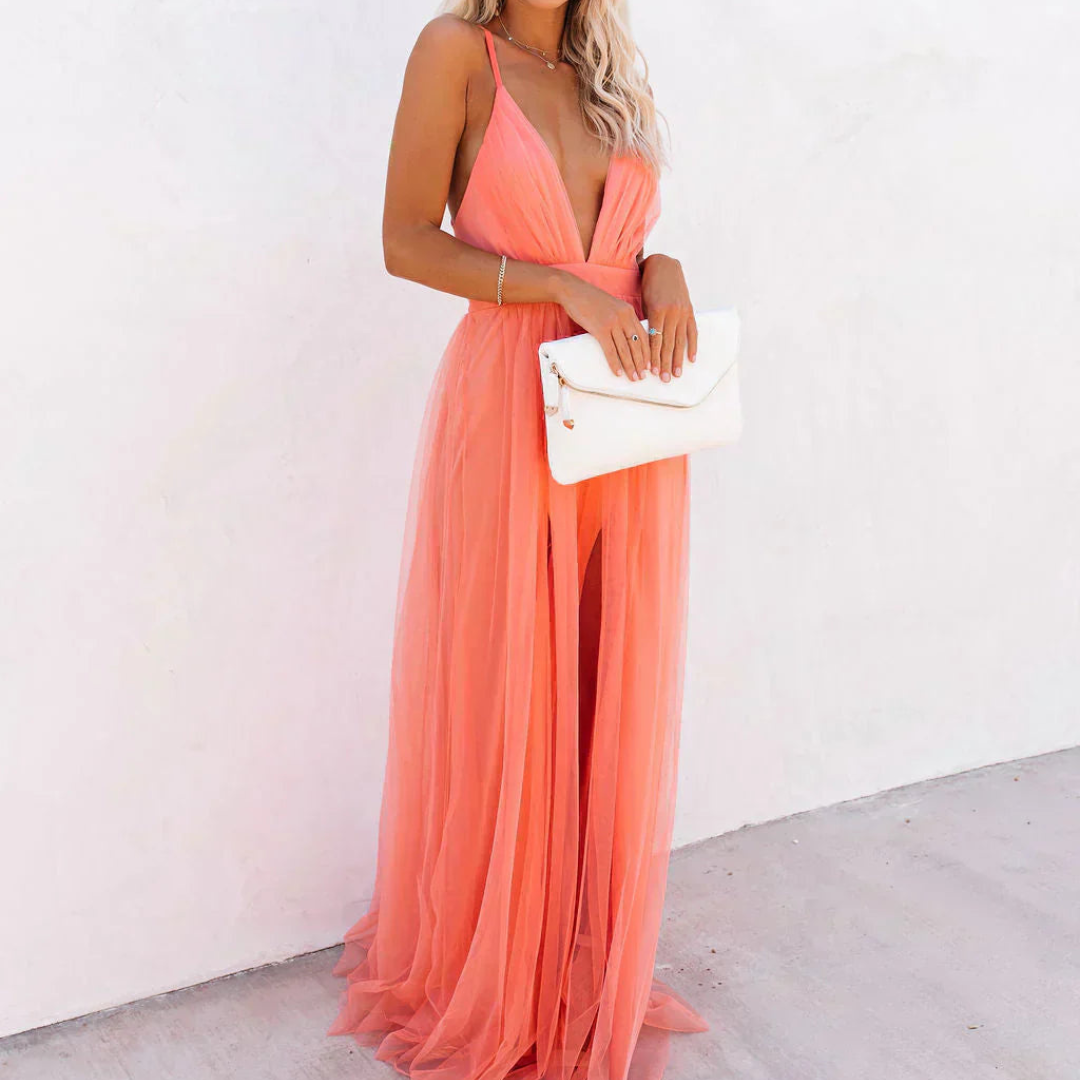 Ginevra | Coral Light Maxi Dress