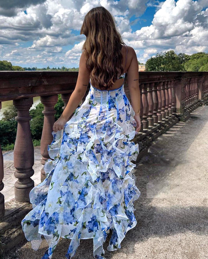 Uri | Floral Midi Dress with Ruching