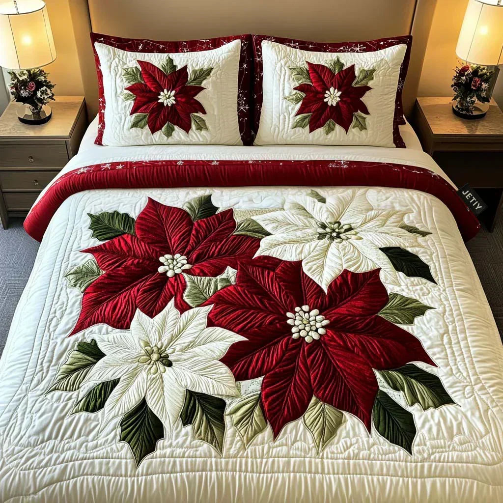 Poinsettia | 3-Piece Quilted Bedding Set