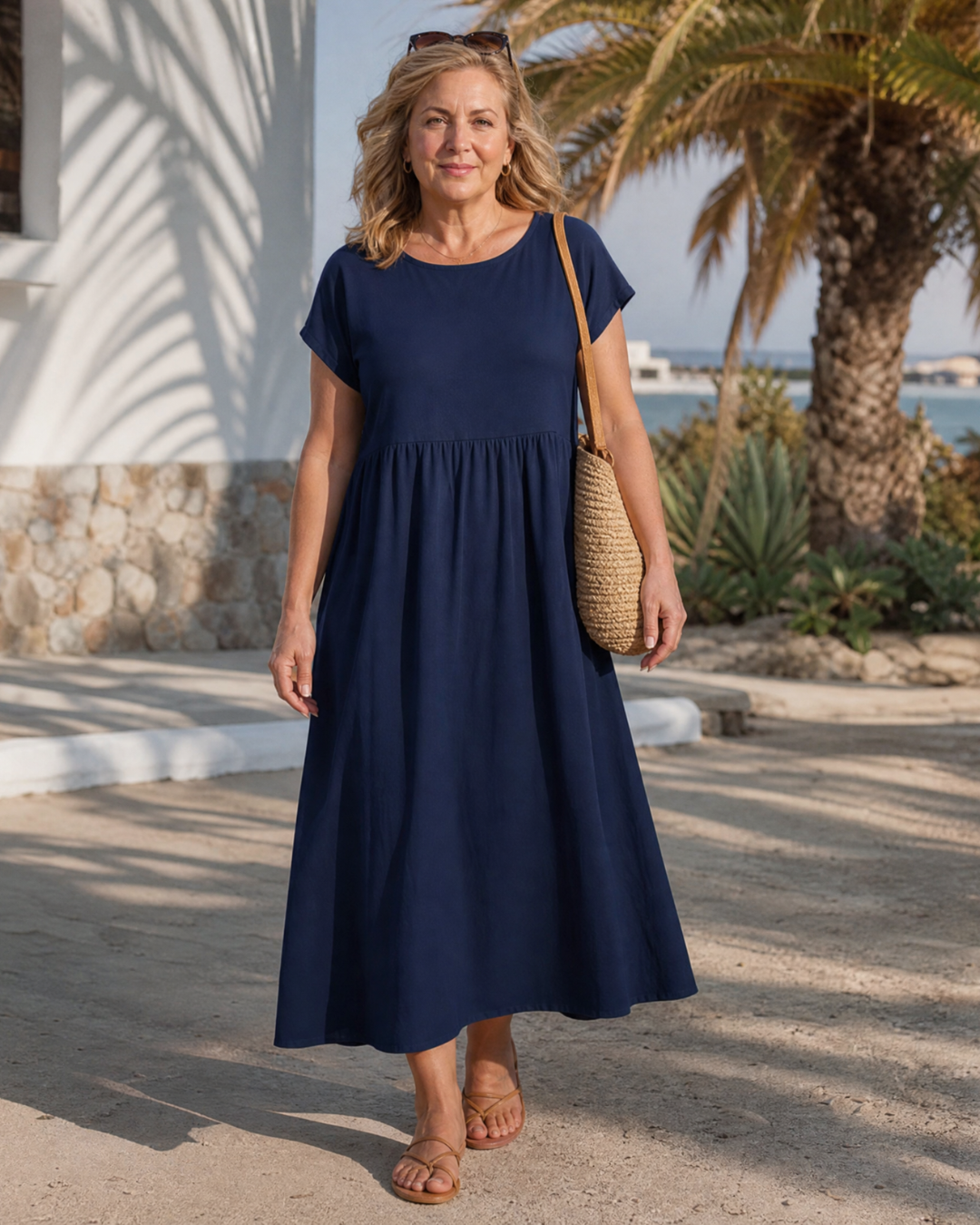 Awaline | Minimal Short Sleeve Relaxed Midi Dress