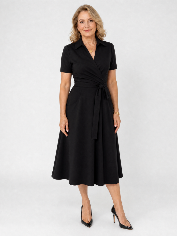 Coral | Collared Wrap Waist Midi Dress