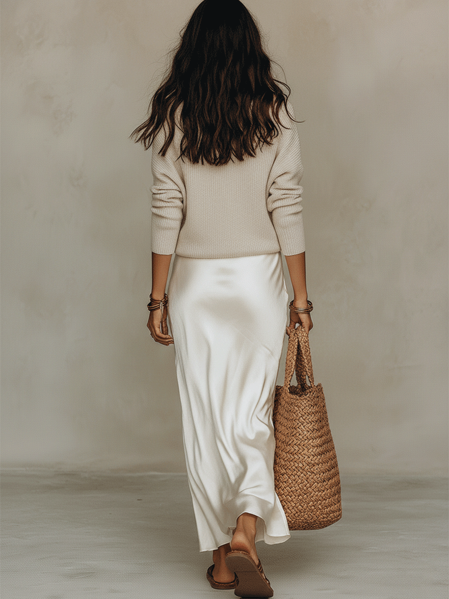 Elara | Knit & Satin Midi Set