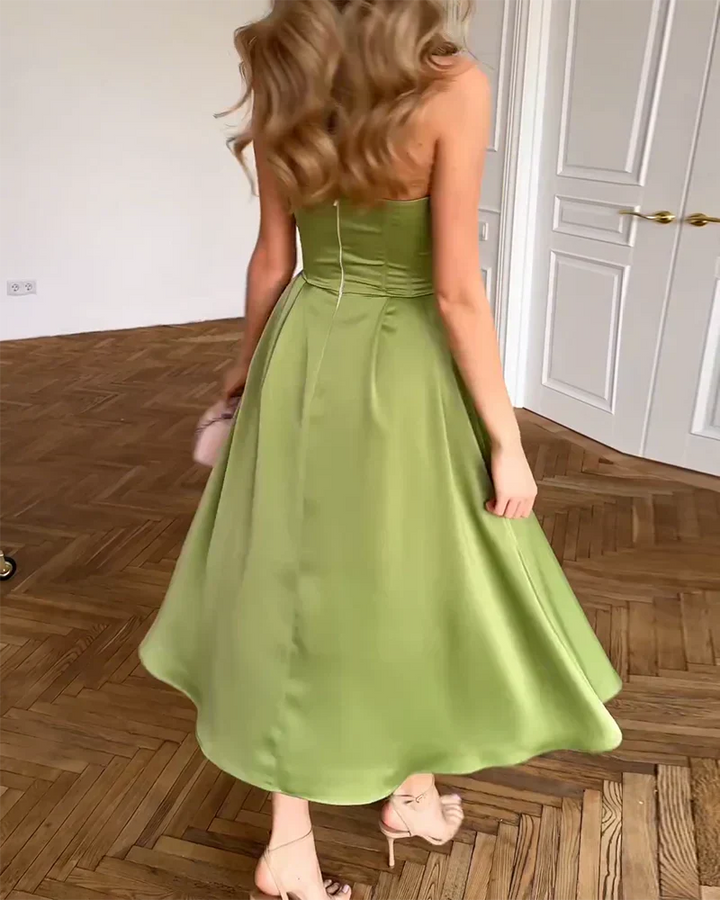 Liora | Strapless Elegant Midi Dress