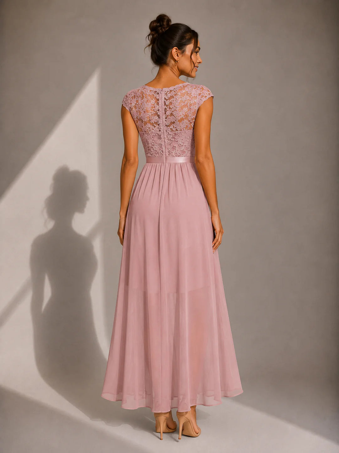 Justyna | A-Line Maxi Dress with Ruffles and Lace