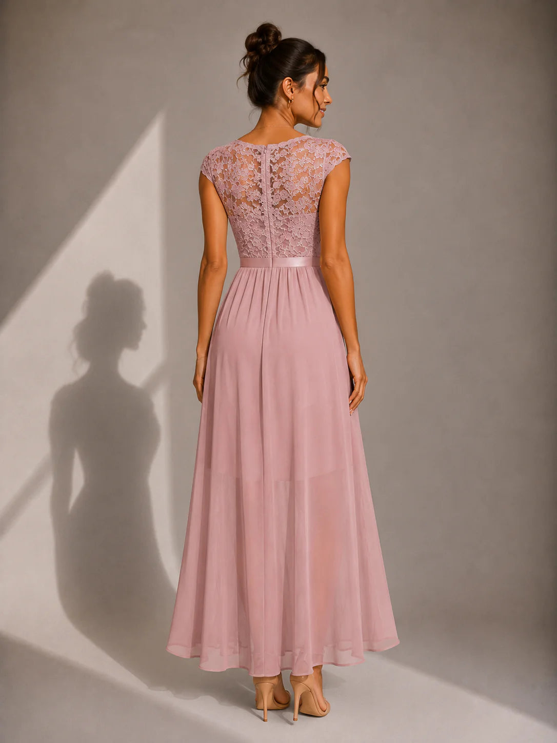 Justyna | A-Line Maxi Dress with Ruffles and Lace