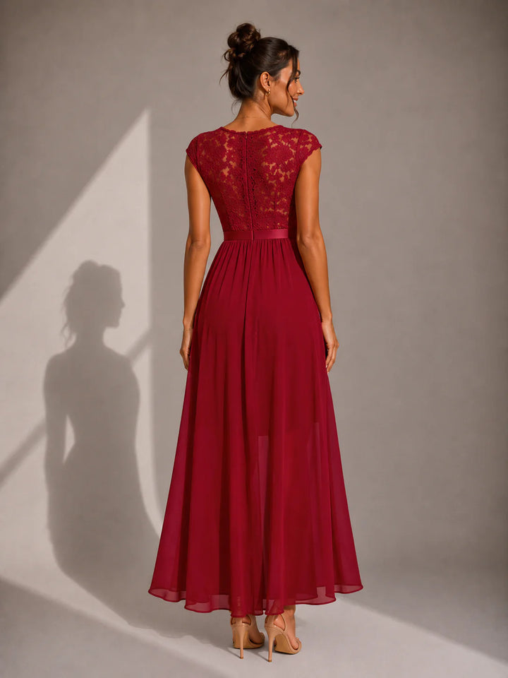 Justyna | A-Line Maxi Dress with Ruffles and Lace