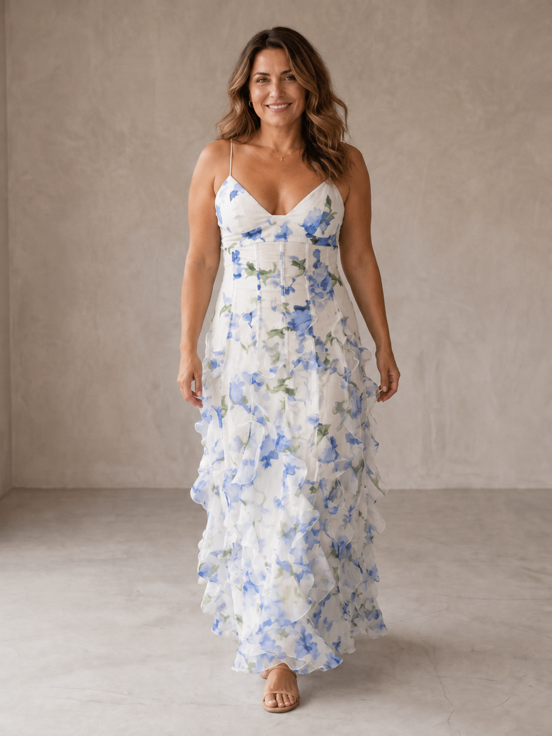 Uri | Floral Midi Dress with Ruching