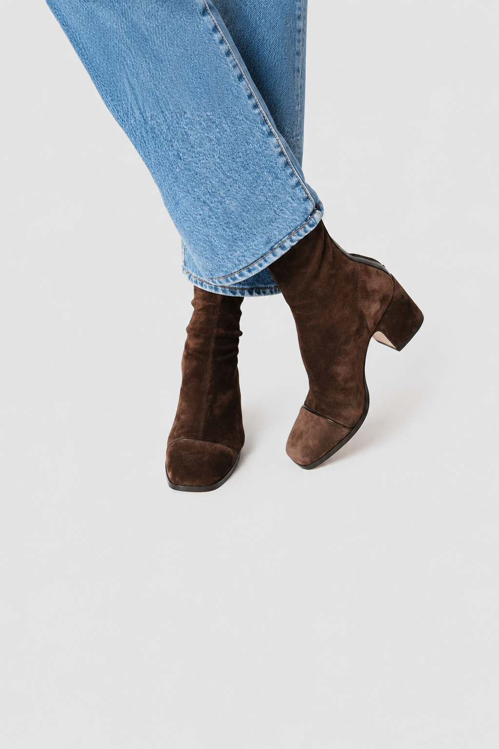 Nora | Square-Toe Suede Ankle Boots