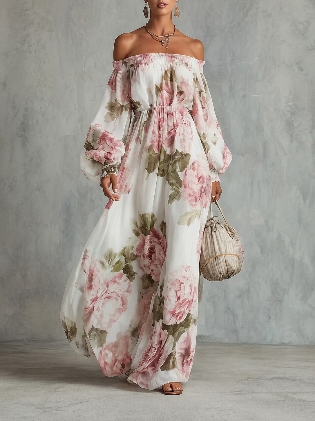 Camille | Off-Shoulder Floral Maxi Dress