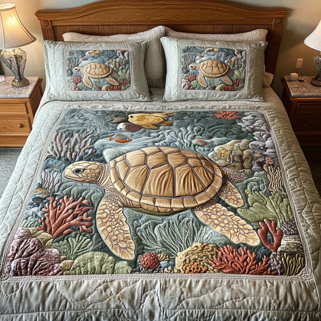 Ocean Waves | 3-Piece Quilted Bedding Set