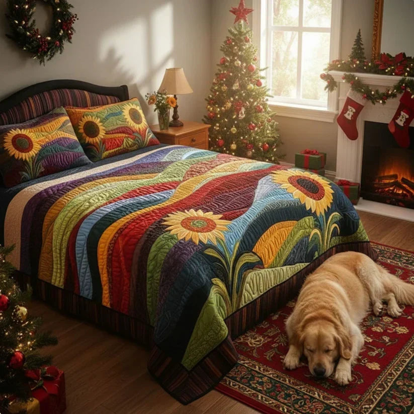 Sunflower Dream | 3-Piece Quilted Bedding Set