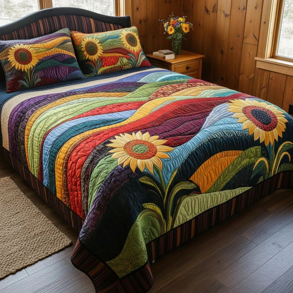 Sunflower Dream | 3-Piece Quilted Bedding Set