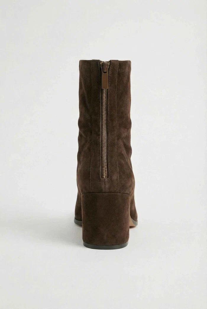 Nora | Square-Toe Suede Ankle Boots