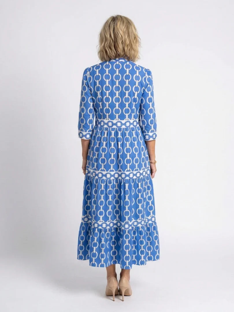 Ysolde | Three Quarter Sleeve Chain Pattern Midi Dress