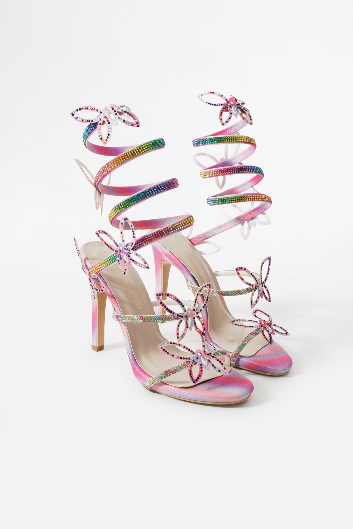 Celestine | Rainbow Butterfly Ankle Wrap Sandals