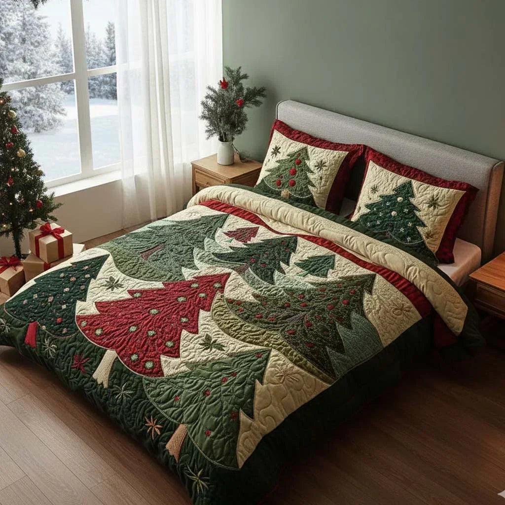 Christmas Forest | 3-Piece Quilted Bedding Set