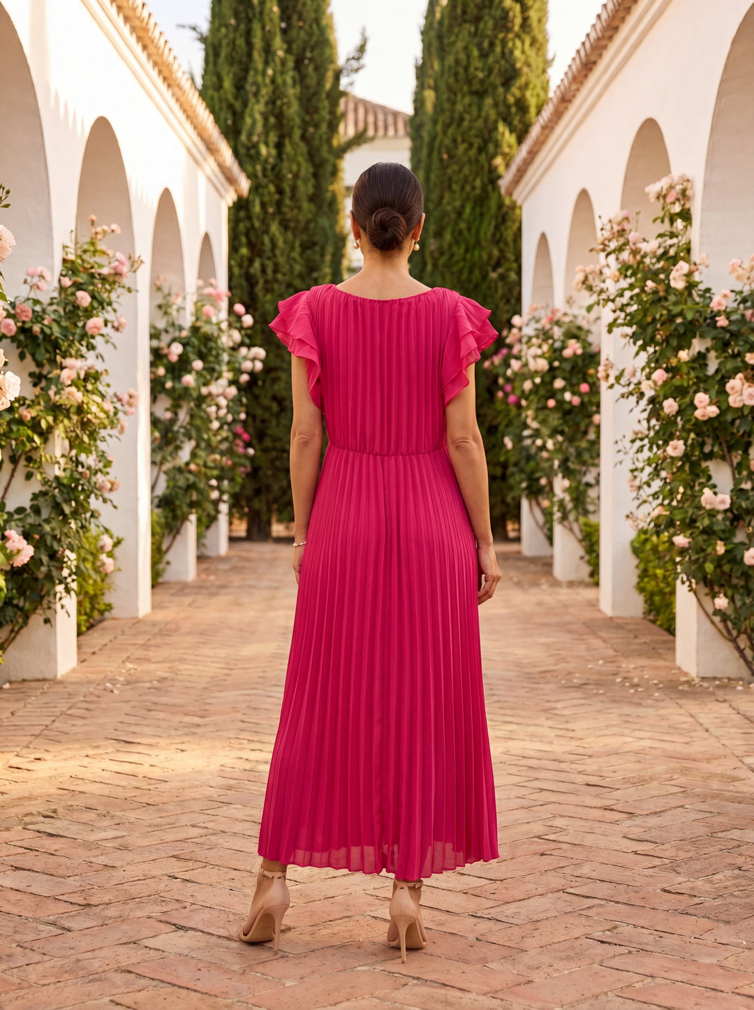 Seraphina | Elegant Pleated Maxi Dress with Tie Waist