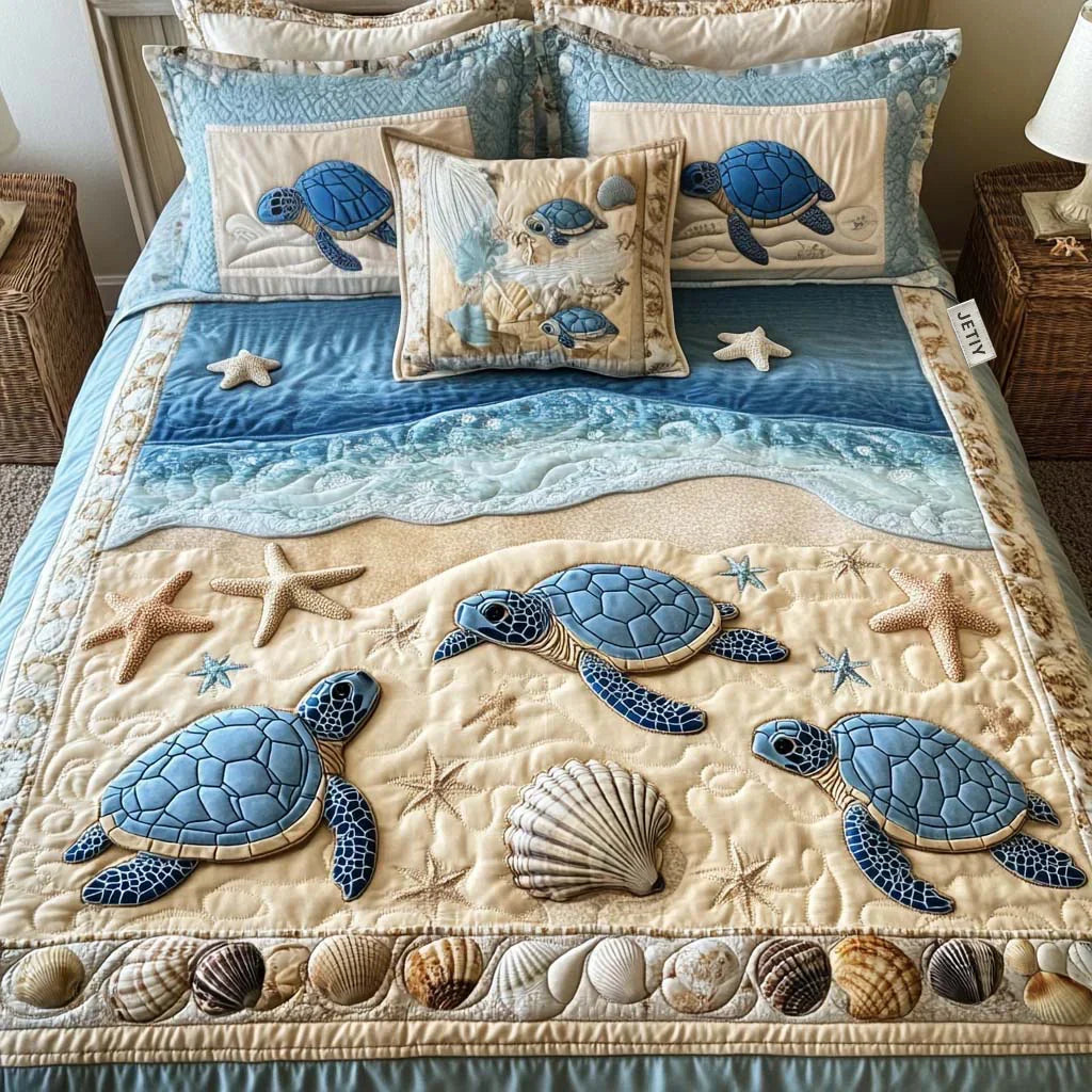 Sea Turtles | 3-Piece Quilted Bedding Set