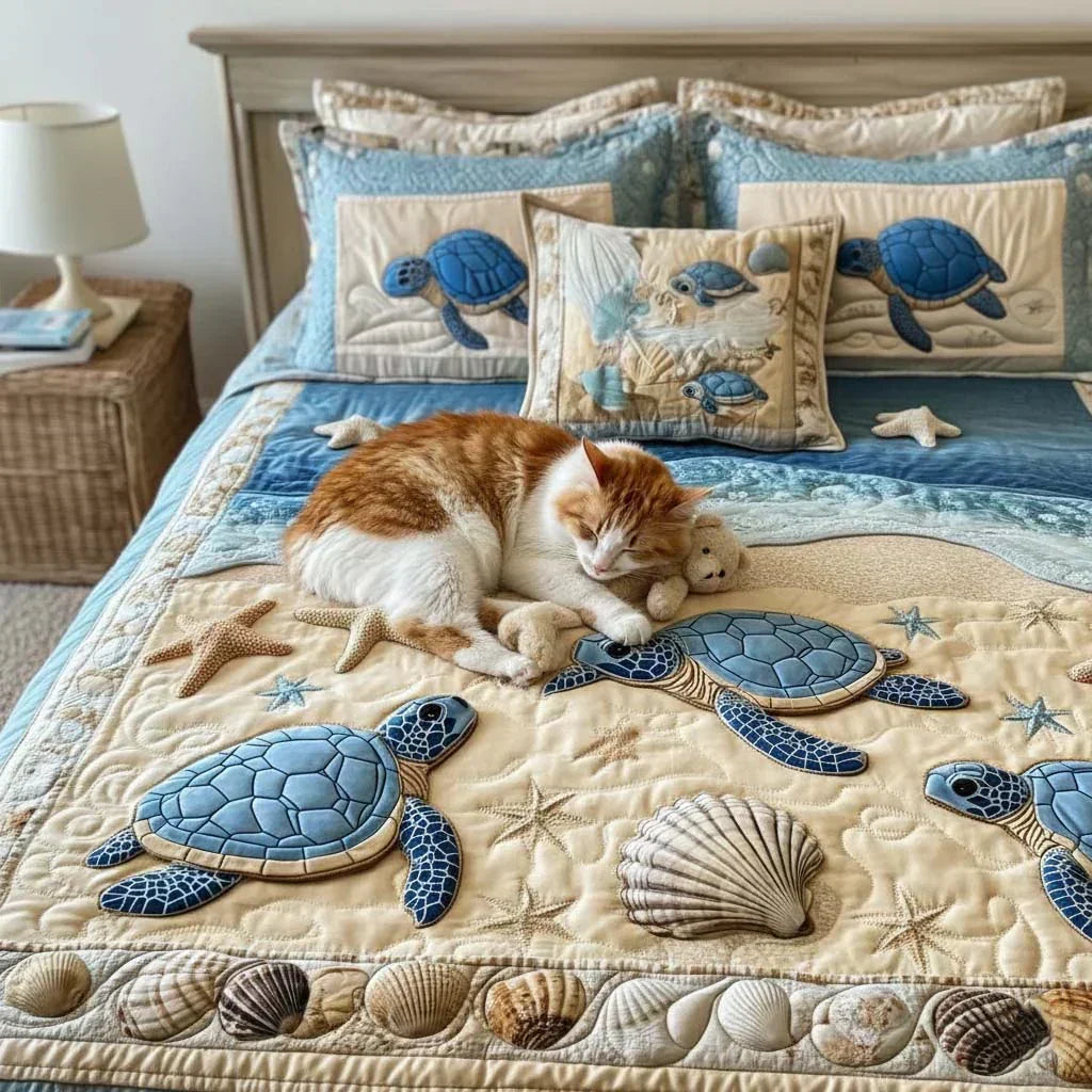 Sea Turtles | 3-Piece Quilted Bedding Set