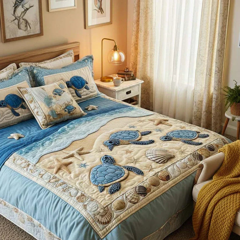 Sea Turtles | 3-Piece Quilted Bedding Set