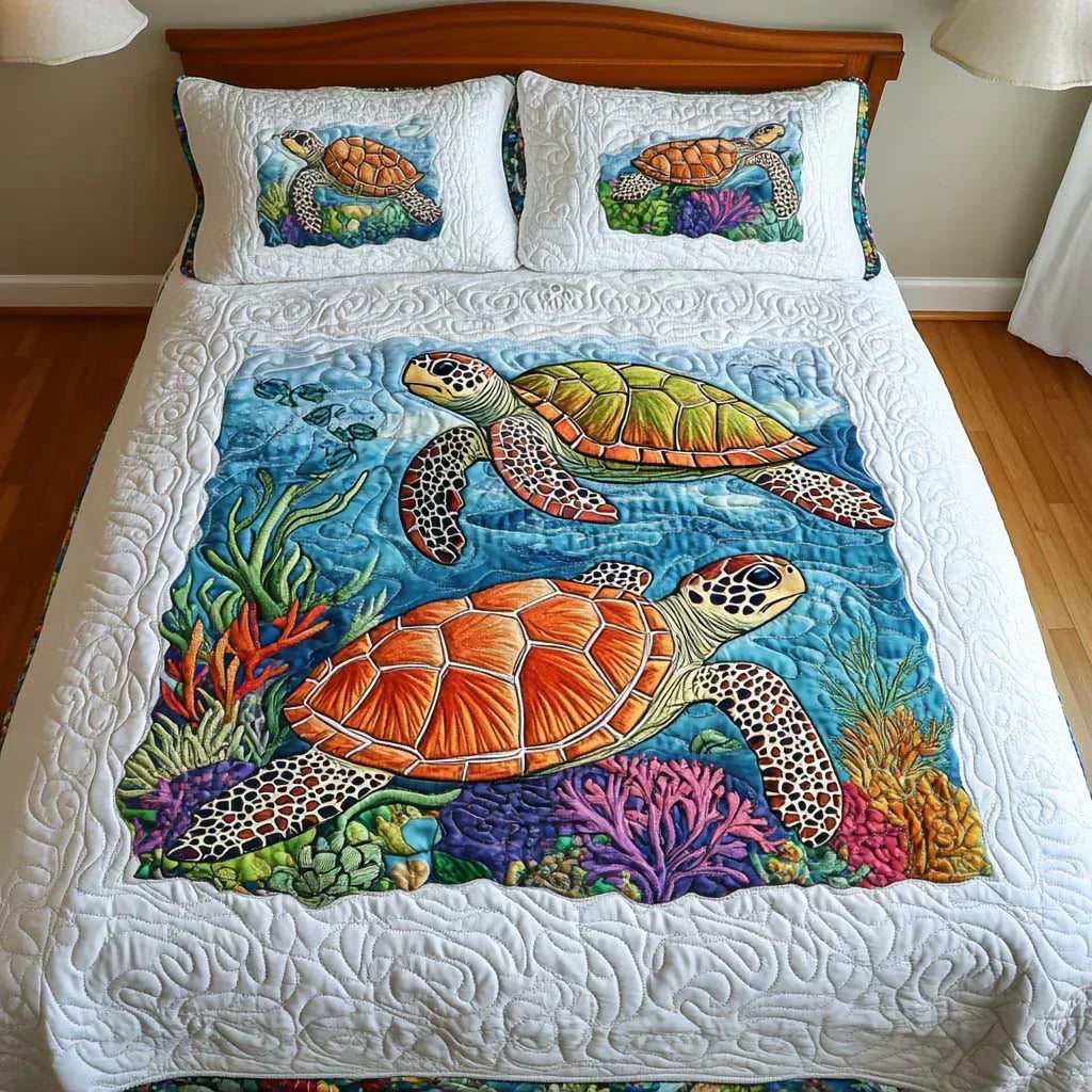 Ocean Waves | 3-Piece Quilted Bedding Set