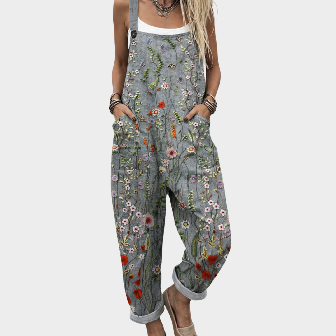Elodie | Relaxed Botanical Overall Jumpsuit