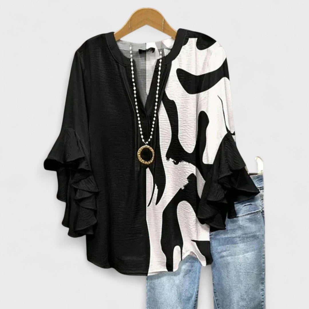 Rosamund | V-Neck Ruffle Sleeve Blouse