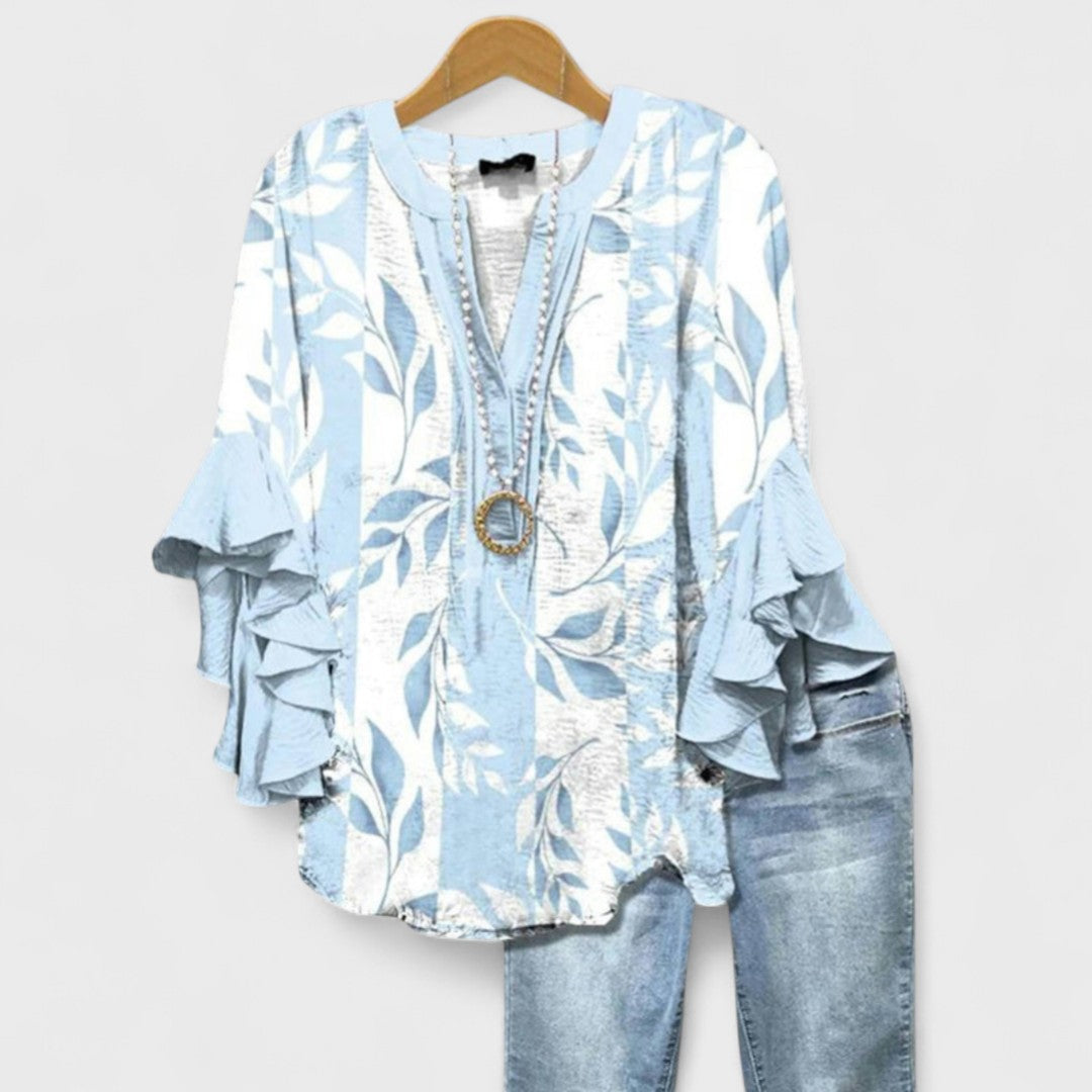 Rosamund | V-Neck Ruffle Sleeve Blouse