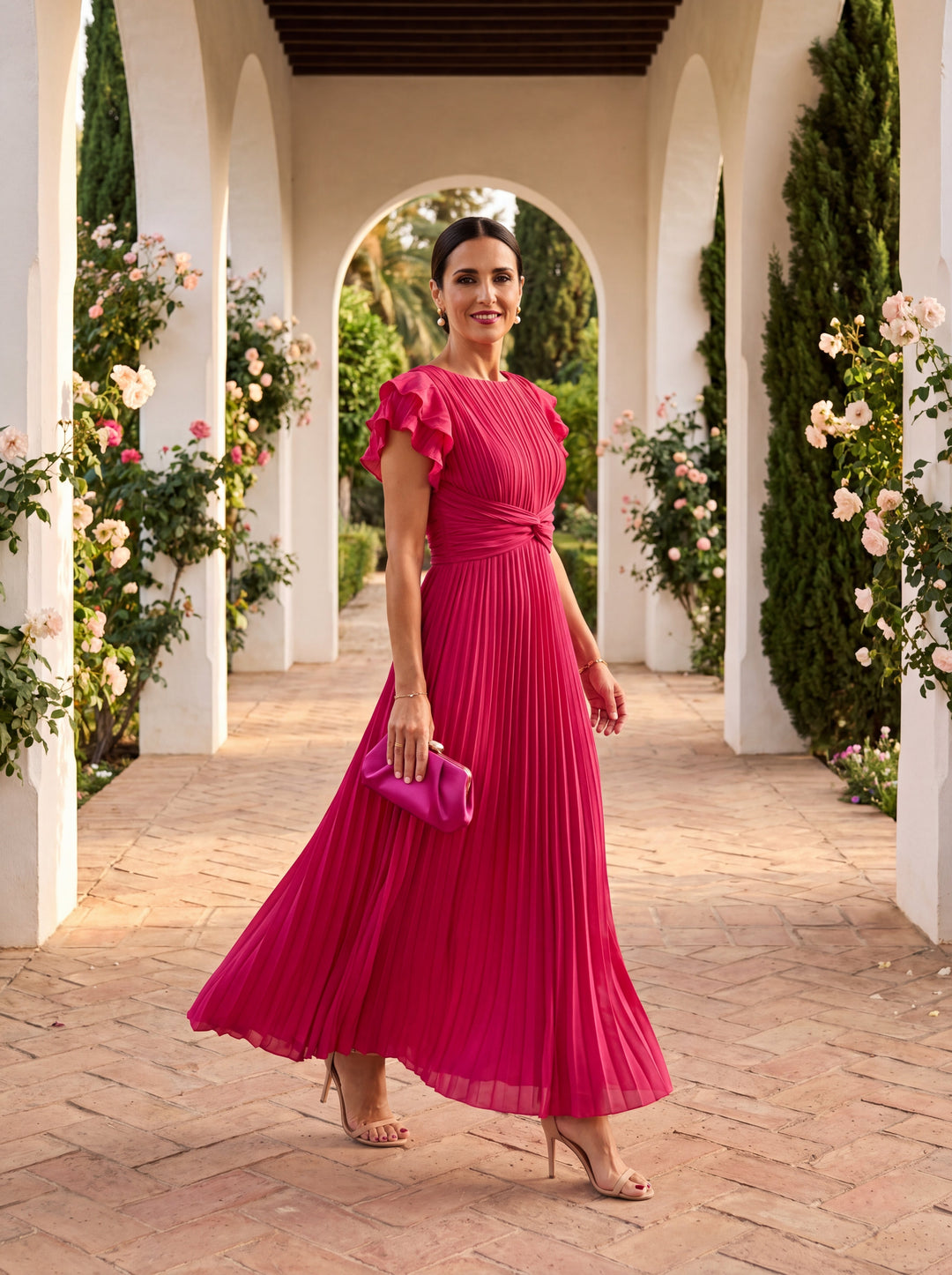 Seraphina | Elegant Pleated Maxi Dress with Tie Waist
