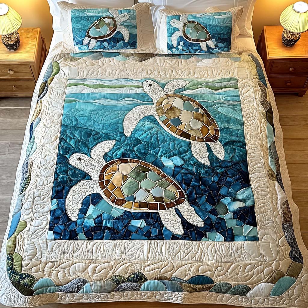 Ocean Waves | 3-Piece Quilted Bedding Set