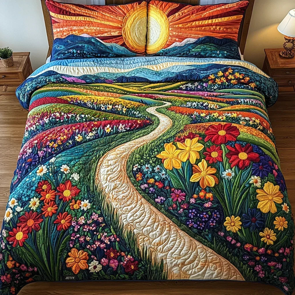 Wildflower Path | 3-Piece Quilted Bedding Set