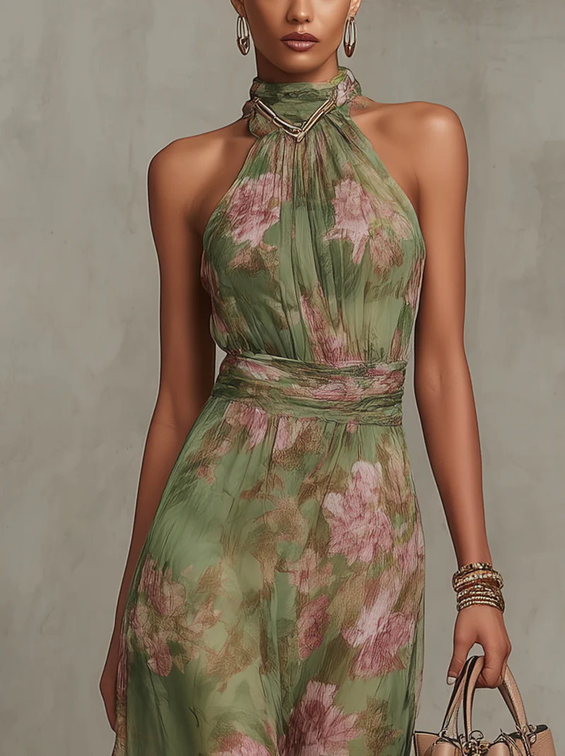 Livia | Floral Halter Maxi Dress