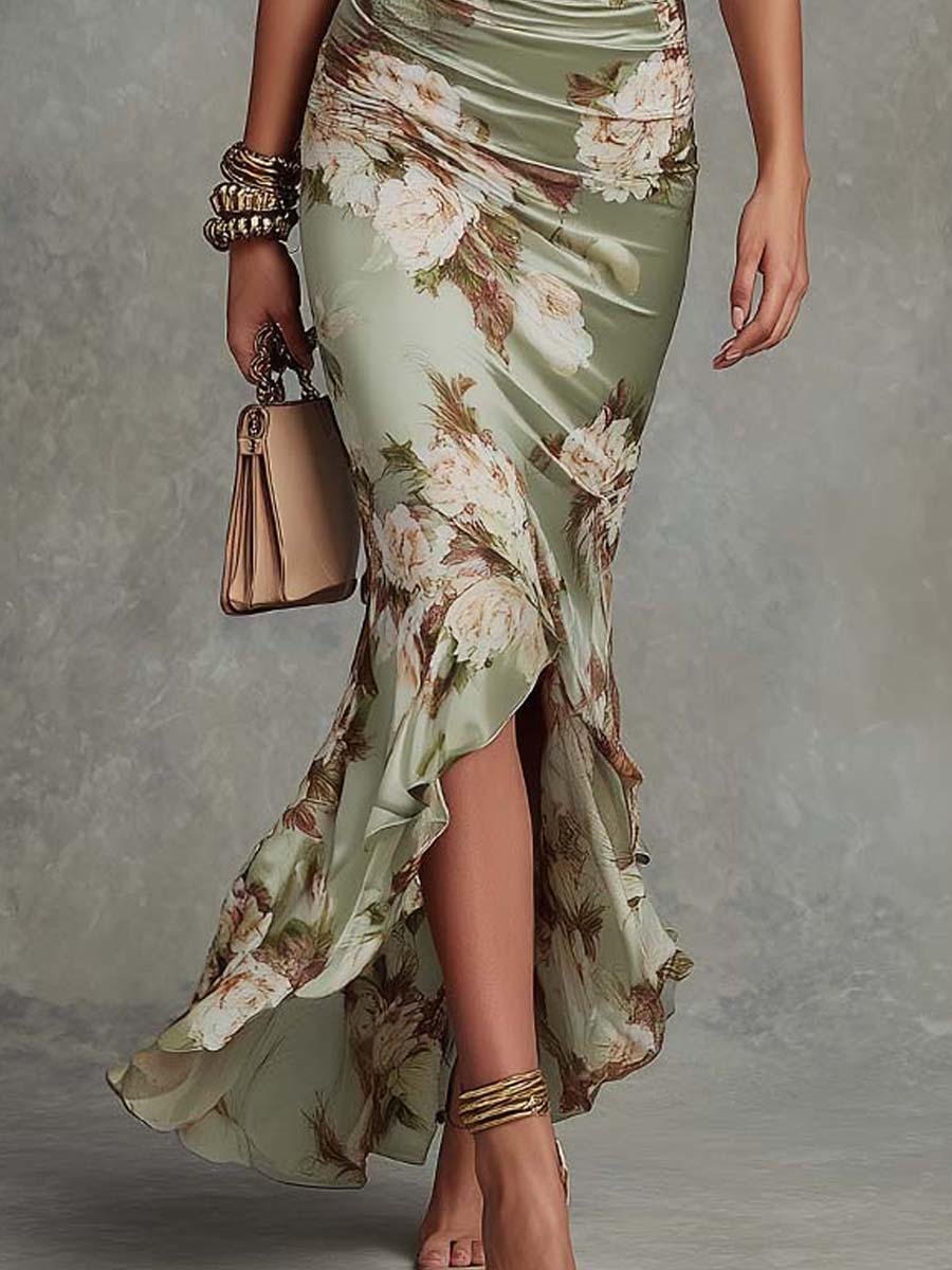 Seraphina | Ruched Floral Midi Dress