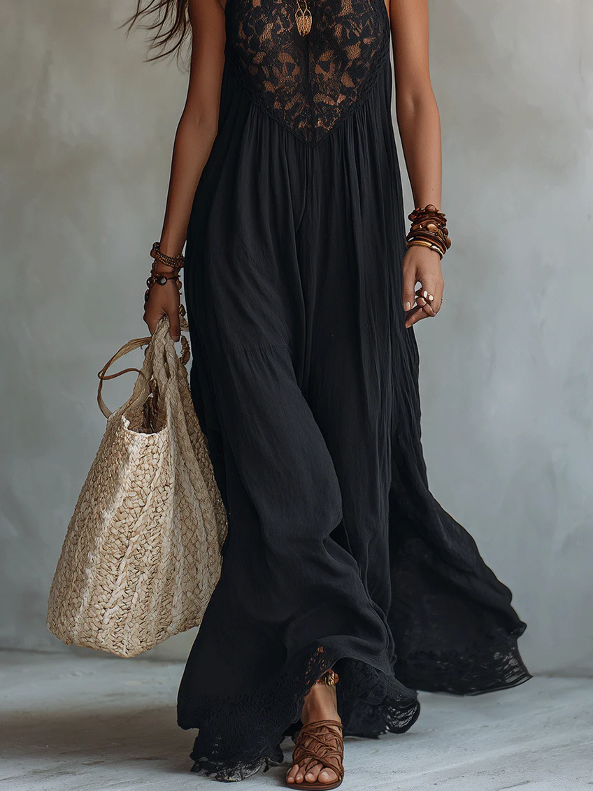 Aria | Lace-Trimmed Maxi Dress
