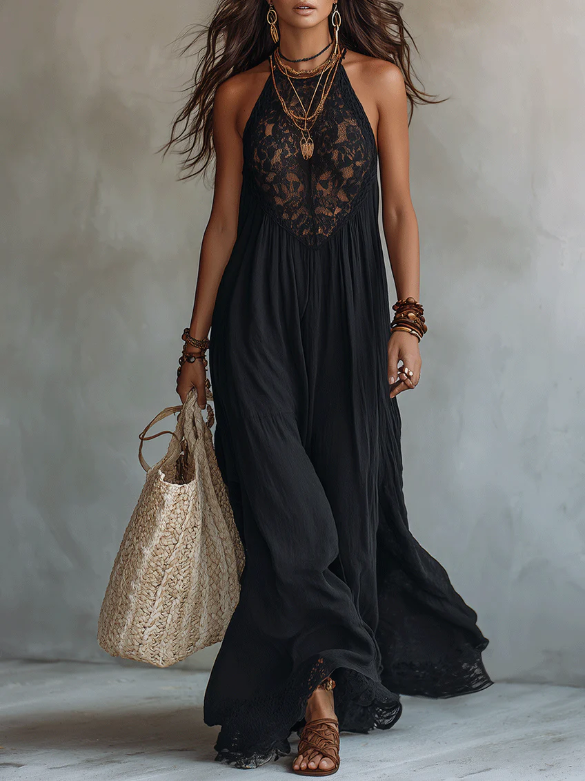 Aria | Lace-Trimmed Maxi Dress