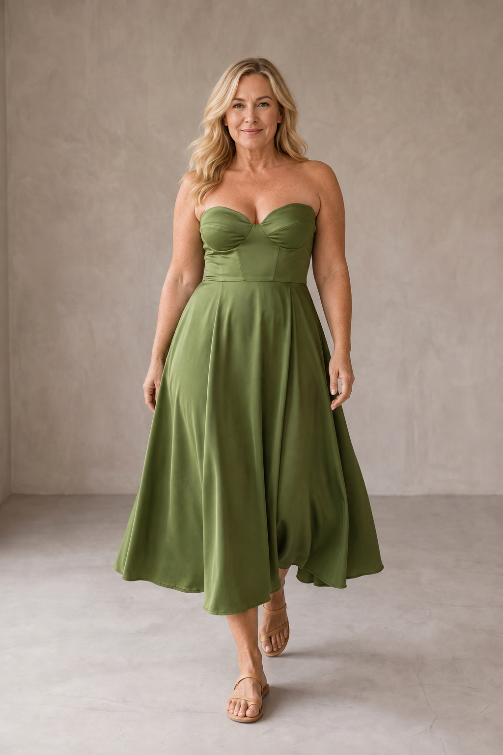 Liora | Strapless Elegant Midi Dress