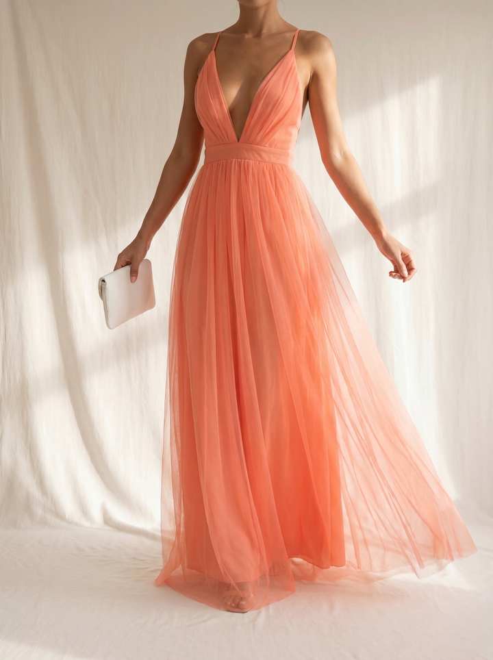 Ginevra | Coral Light Maxi Dress