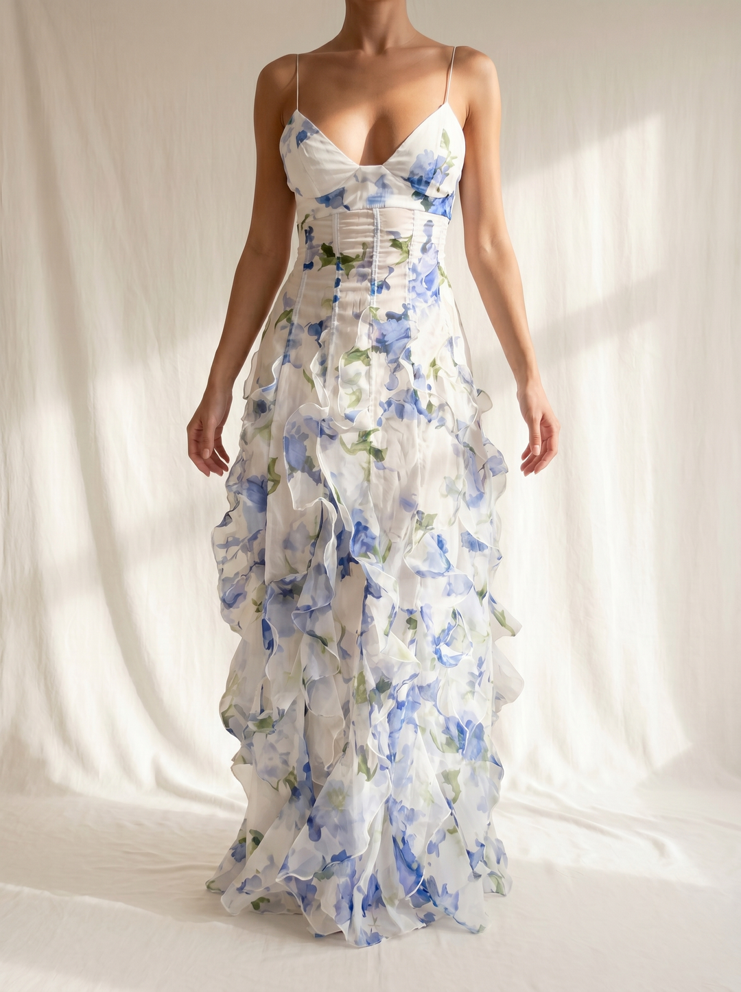 Uri | Floral Midi Dress with Ruching