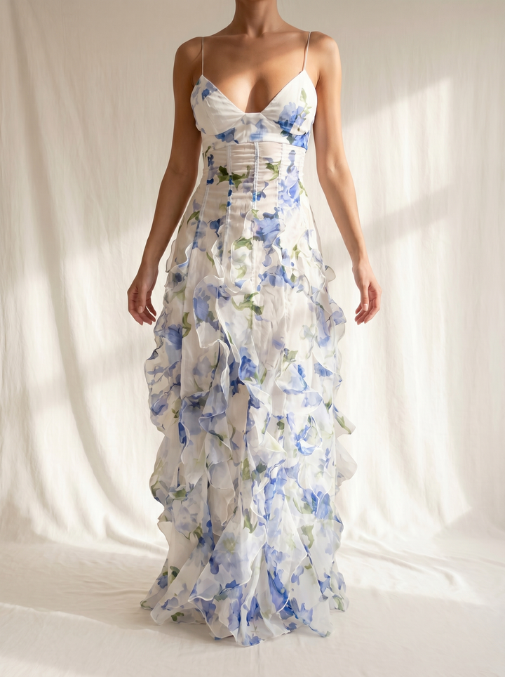Uri | Floral Midi Dress with Ruching