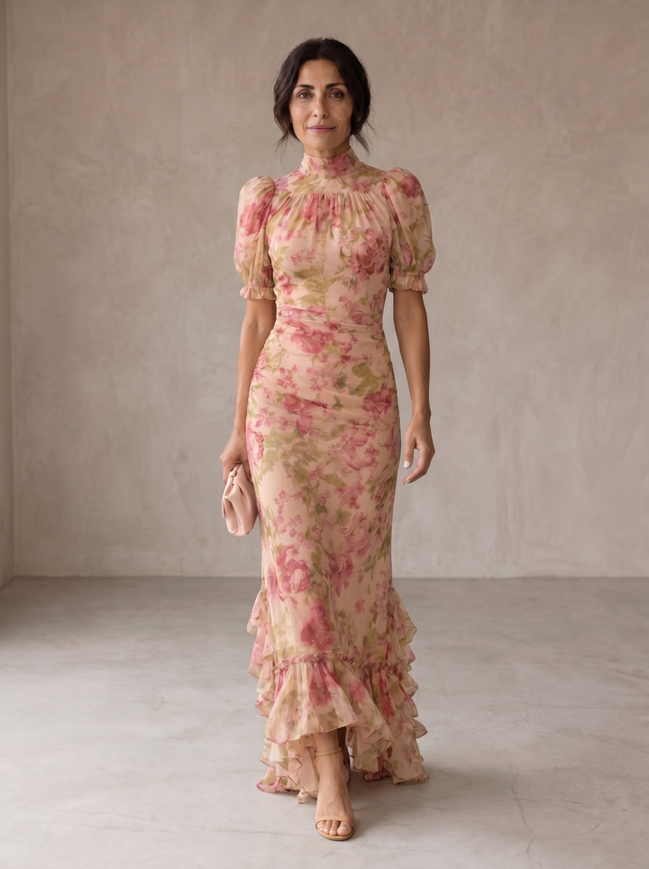 Rosario | Long Floral Chiffon Dress