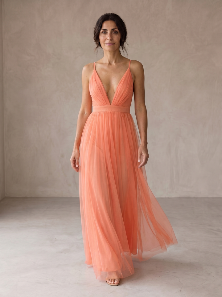 Ginevra | Coral Light Maxi Dress
