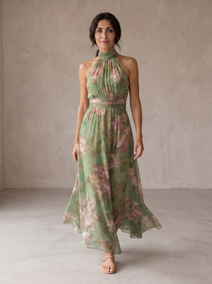 Livia | Floral Halter Maxi Dress
