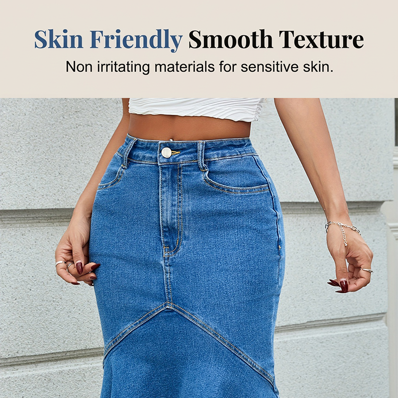 Ivessia | High-Waist Mermaid Denim Midi Skirt